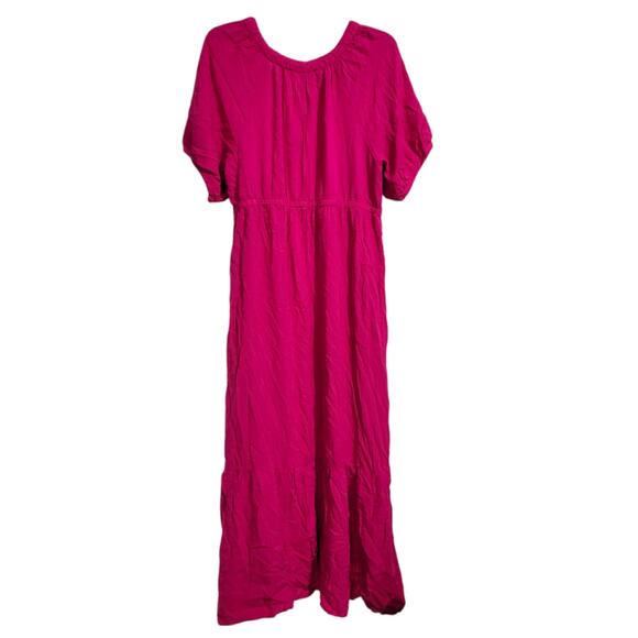 Womens XL Elbow Sleeve Cinch Waist Woven Maternity Dress, Rose Topiary by Ingrid - Picture 3 of 8